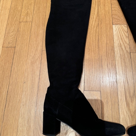 VINCE - Blythe Tall Black Suede Block Heel Boots - Picture 4 of 10